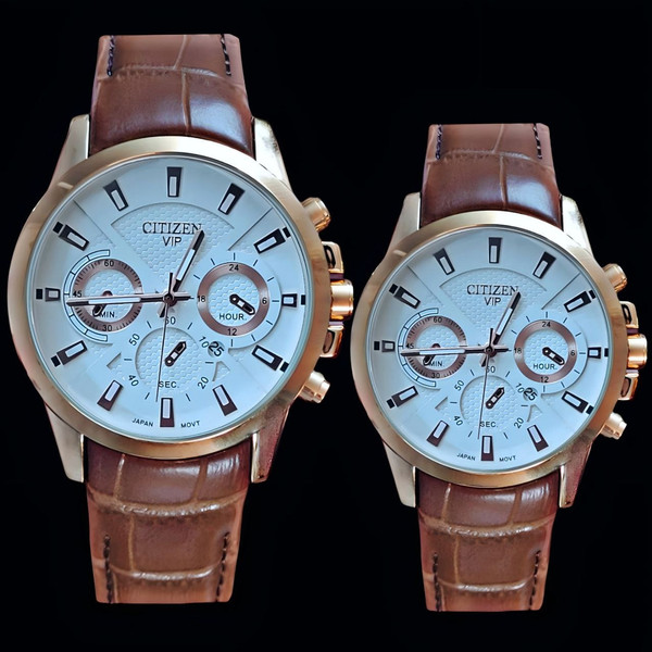 ست ساعت مچی عقربه ای  زنانه و مردانه مدل کوارتز تک موتور قفل پروانه ای 01