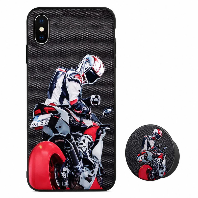 کاور مدل فانتزی طرح موتور سوار مناسب برای گوشی موبایل اپل iPhone 11 Pro Max به همراه پاپ سوکت