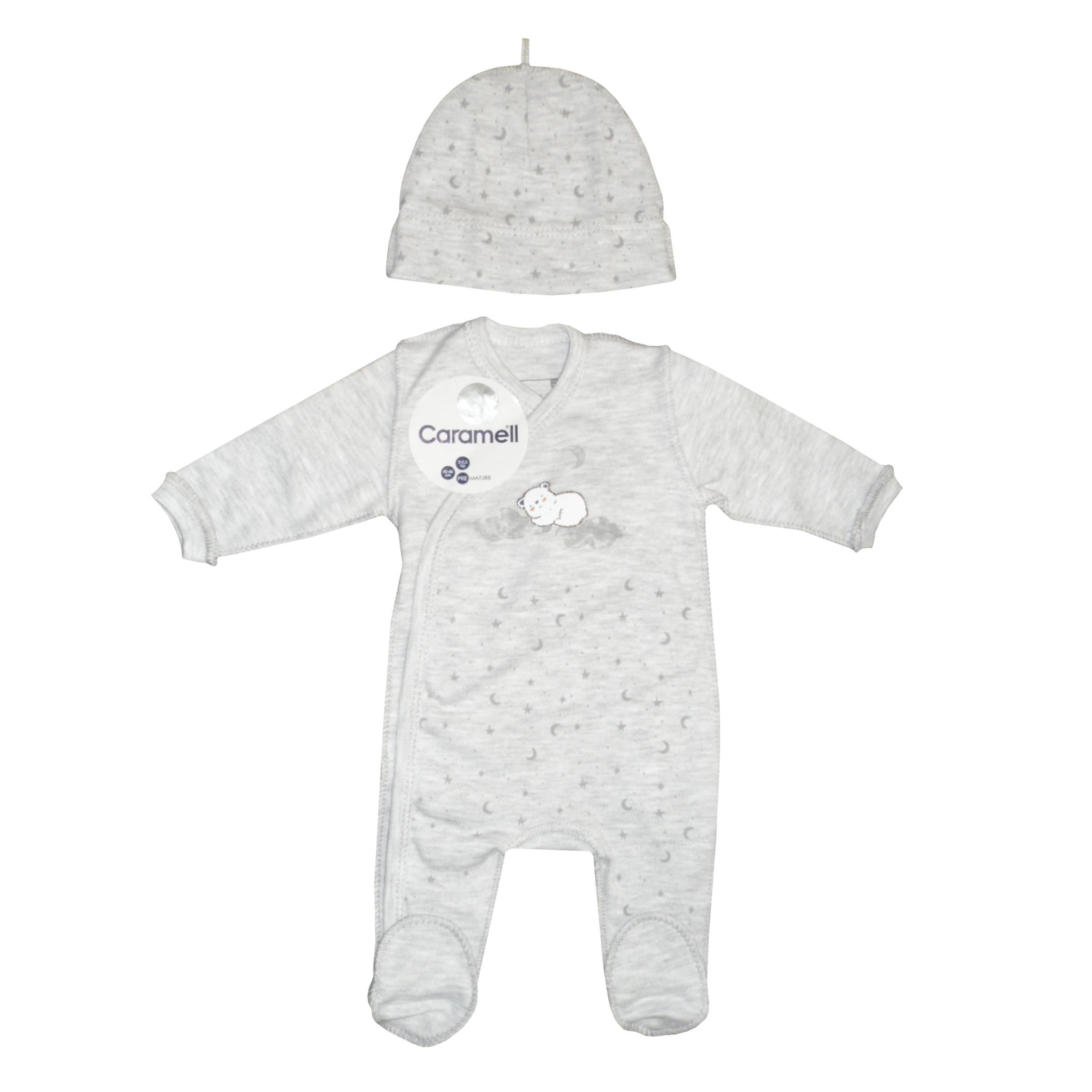 ست سرهمی و کلاه نوزادی کارامل مدل TTE4678