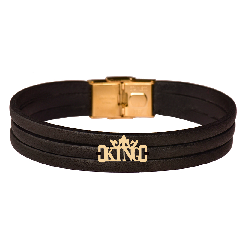 دستبند طلا 18 عیار مردانه کرابو طرح King مدل Kr102361