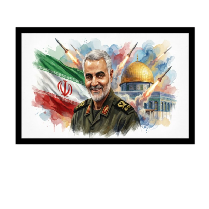 تابلو بکلیت طرح شهید حاج قاسم سلیمانی مدل DY1363 فریم مشکی