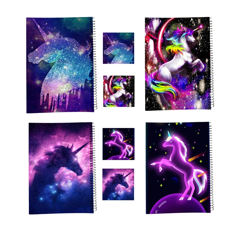 دفتر مشق 100 برگ طرح یونیکورن کد a3 به همراه برچسب مجموعه 8 عددی