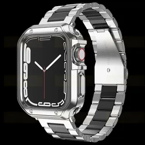 بند اسپریگ مدل 3Bead SLV-BK مناسب برای اپل واچ سری 7/8/9 سایز 45 میلی متری به همراه کاور