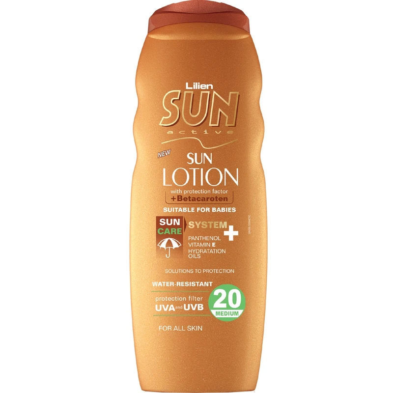 لوسیون آفتاب لیلین سان اکتیو مدل Protection Factor With Betacaroten با SPF20 حجم 200 میلی لیتر
