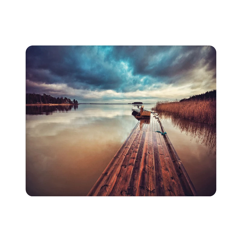 ماوس پد اطلس آبی طرح اسمان و دریا و پل مدل T7136