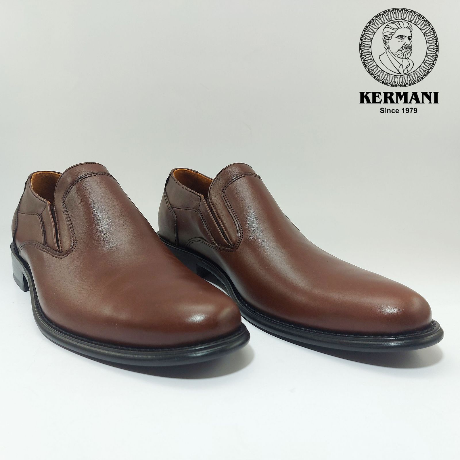 کفش مردانه کرمانی مدل چرم دستدوز طبیعی کد 350 رنگ قهوه ای -  - 4