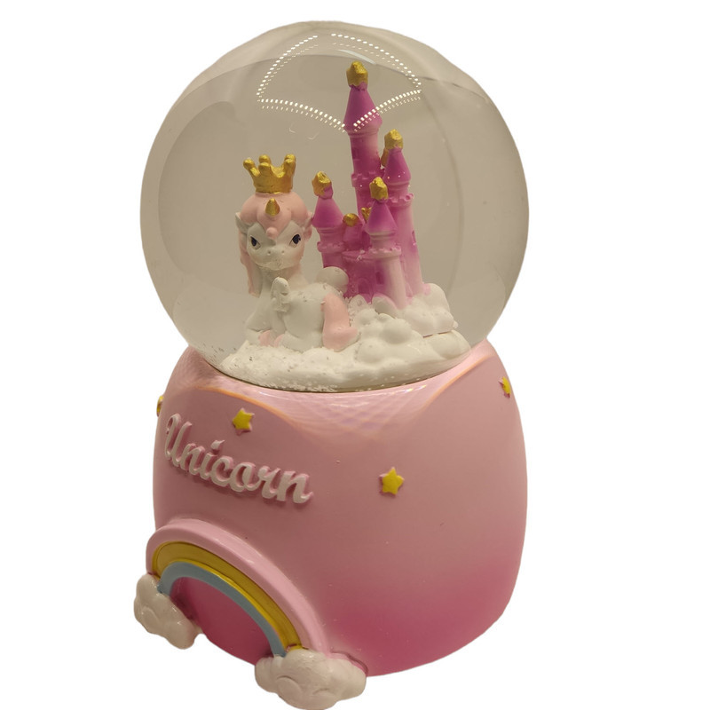 گوی موزیکال مدل کوکی طرح یونیکورن و قصر روی ابر