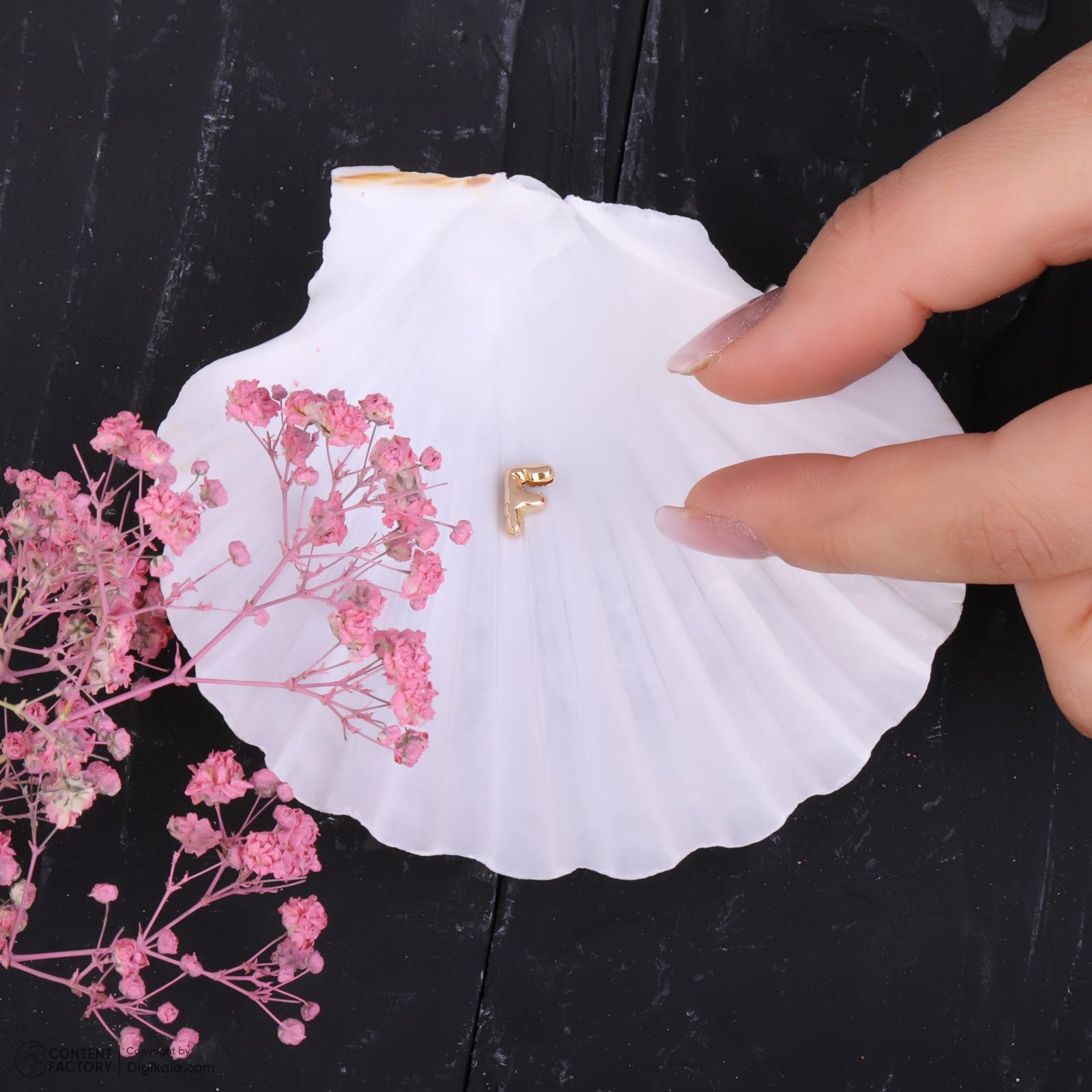 آویز گردنبند طلا 18 عیار زنانه حافا گلد طرح F کد a020 -  - 7