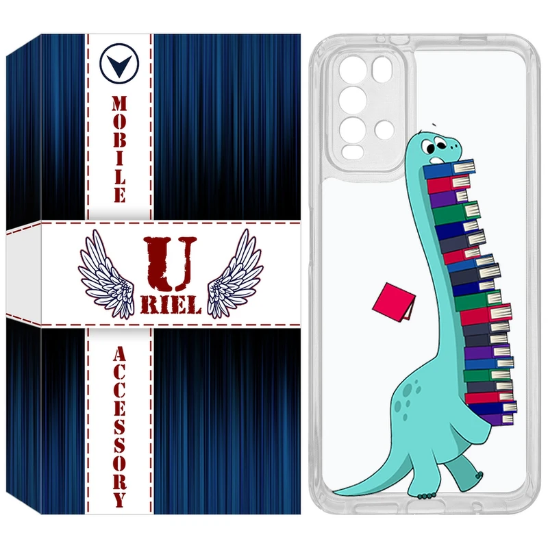 کاور یوریل مدل Clear کد 17 طرح دایناسور کتابخوان مناسب برای گوشی موبایل شیائومی Redmi 9T / Poco M3