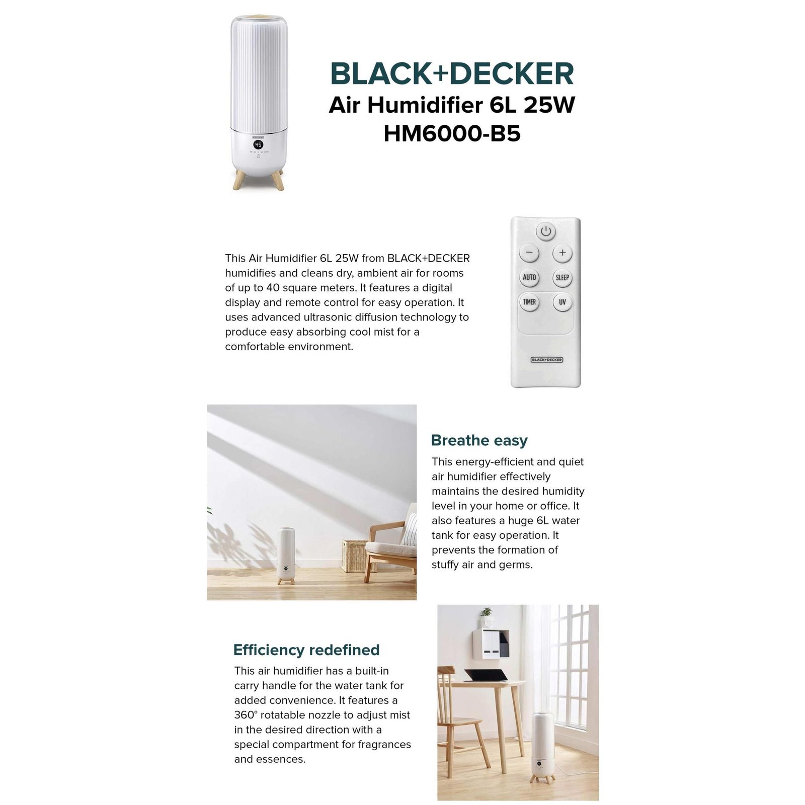 دستگاه بخور و رطوبت ساز سرد بلک اند دکر مدل HM6000-B5 -  - 2