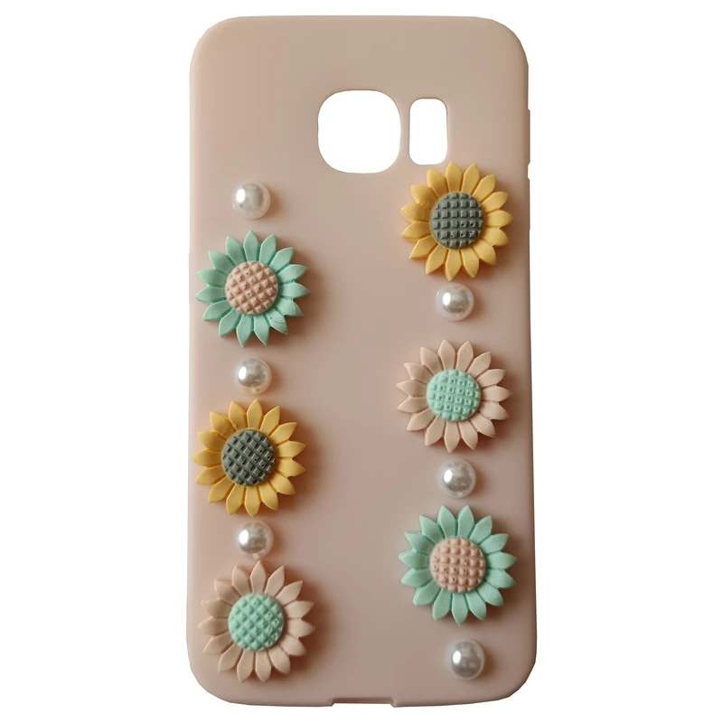 کاور مدل سیلیکونی کد 03 طرح گل برجسته مناسب برای گوشی موبایل سامسونگ Galaxy S6 Edge