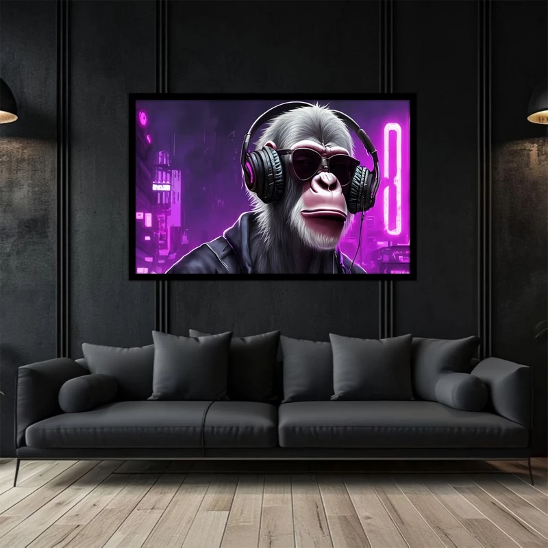 تابلو بکلیت طرح نقاشی و هنری دیجیتال دکوراتیو و فانتزی میمون مدل B-bu2916