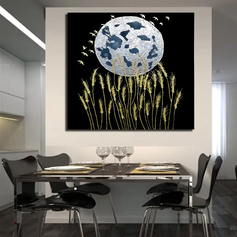 تابلو نقاشی برجسته مدل تلالو گندم و ماه