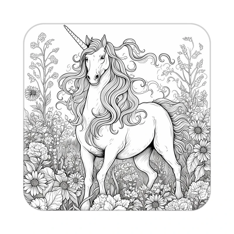 زیر لیوانی کاکتی طرح اسب تک شاخ و یونیکورن مدل mp31651