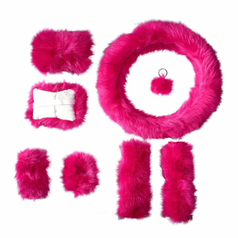 روکش فرمان تاج آریان مدل پشمالو به همراه بالش و روکش ترمز دستی و کمربند و دنده و جاسوییچی