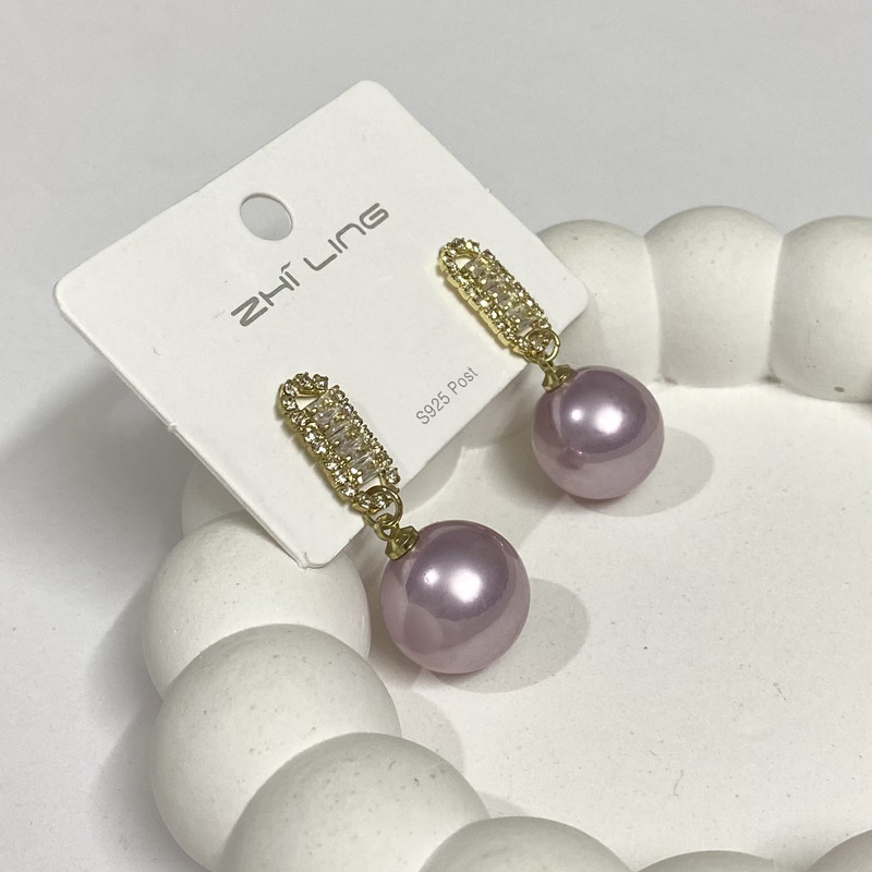 گوشواره نقره زنانه مدل گوی جواهری