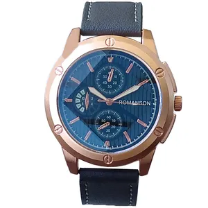 ساعت مچی عقربه‌ای مردانه مدل بندچرمی شیشه تراش