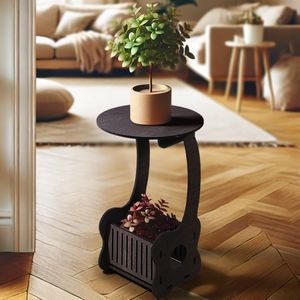 استند گلدان چوبی مدل چکاوک طرح Classic، ابعاد 25x20x50 سانتیمتر، وزن 1500 گرم