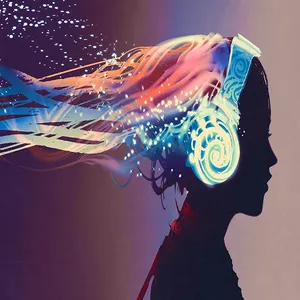 پوستر دیواری سه بعدی مدل دختر هندزفری موزیک DVRF1944