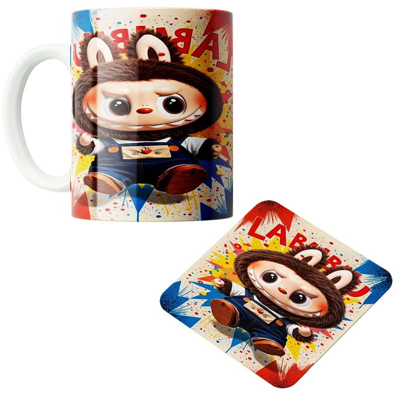 ماگ پاد آفرین مدل لبوبو کد 20 به همراه زیر لیوانی