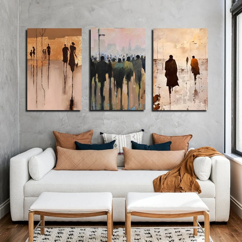 تابلو شاسی بکلیت طرح نقاشی سبک کوبیسم مدل SH-2400 مجموعه 3 عددی