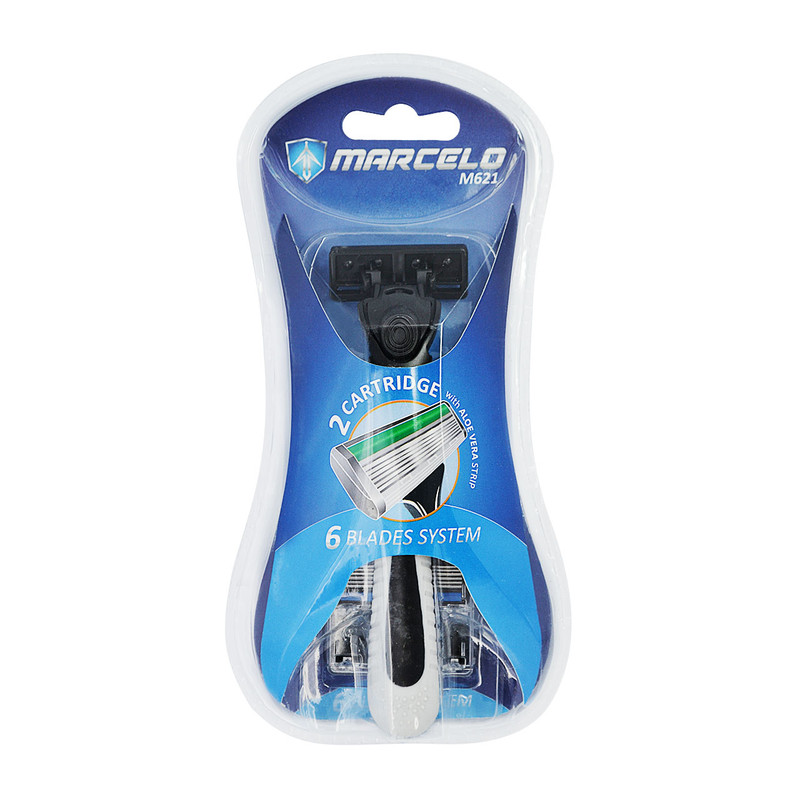 خود تراش و تیغ یدک مارسلو مدل M621 مجموعه 2 عددی خود تراش و تیغ یدک مارسلو مدل M621 مجموعه 2 عددی
