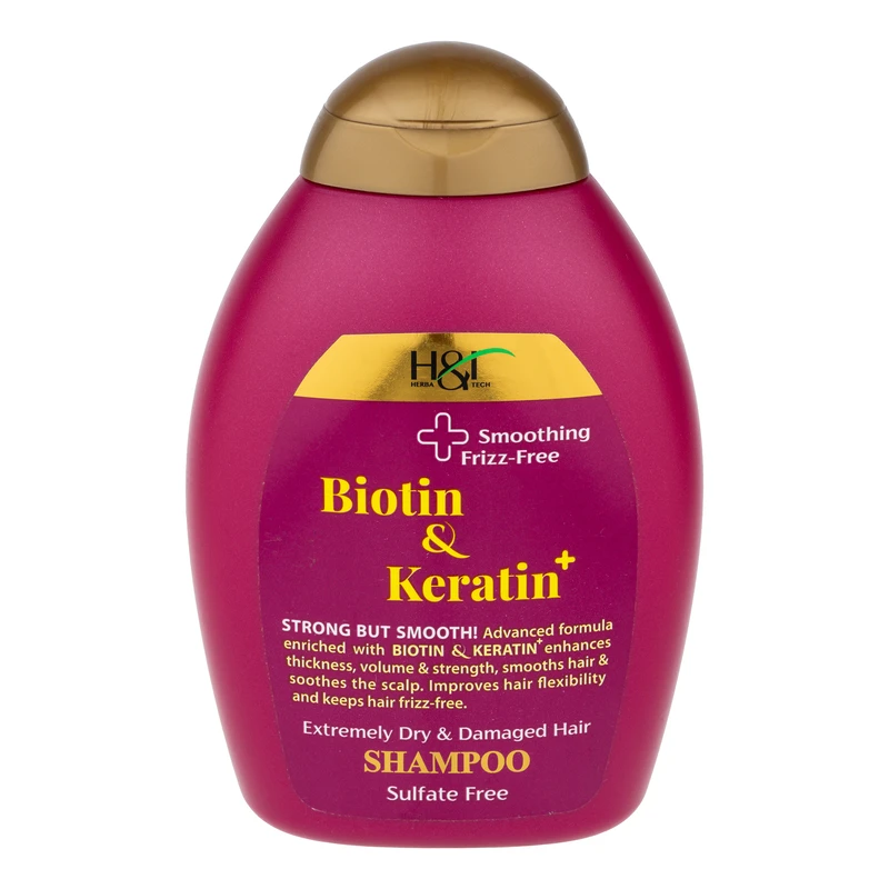 شامپو مو هرباتک مدل Biotin & Keratin مناسب برای موهای خشک و آسیب دیده حجم 385 میلی لیتر