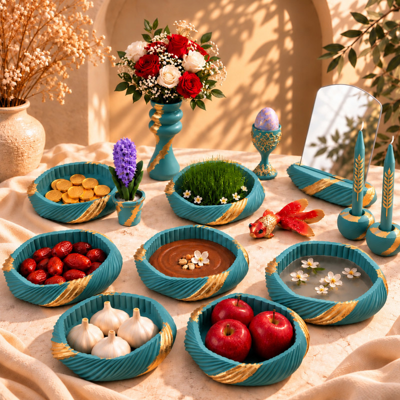 ست هفت سین طرح شیاردار مجموعه 14 عددی