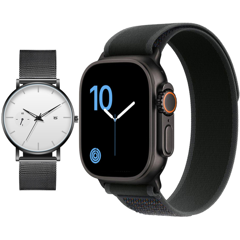 ساعت هوشمند 2.02 اینچی ویکتوری مدل WATCH ULTRA 3 با بند پارچه ای به همراه ساعت مچی