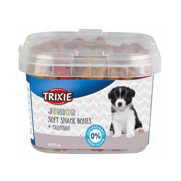 غذای تشویقی توله سگ تریکسی مدل soft snack bones وزن 140 گرم