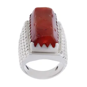 انگشتر نقره مردانه مدل بازرگانی میلادی عقیق رکاب دست ساز خاص کد AM_2607