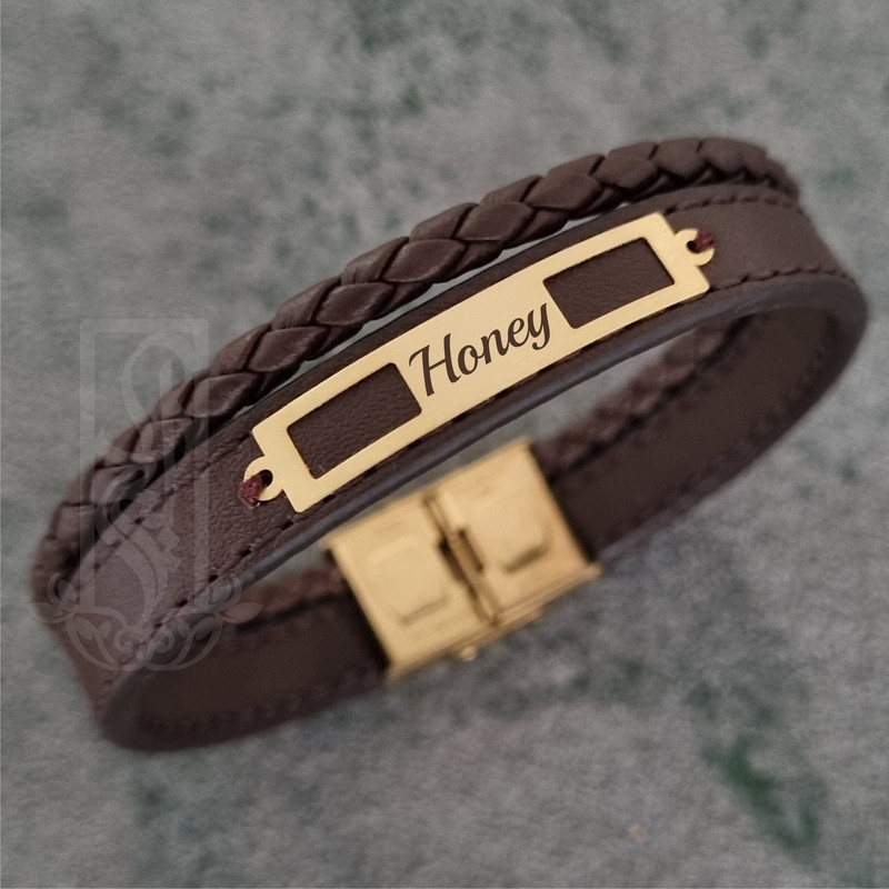 دستبند طلا 18 عیار مردانه لیردا مدل Honey 825