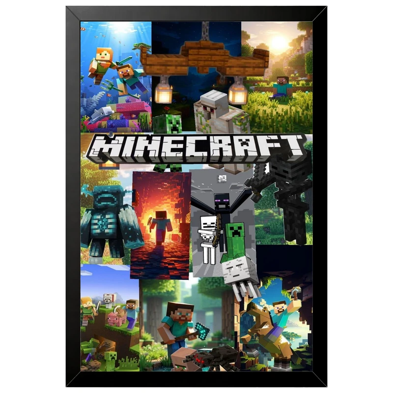 تابلو بکلیت طرح گیمینگ ماینکرفت Minecraft مدل B-po2301 فریم مشکی