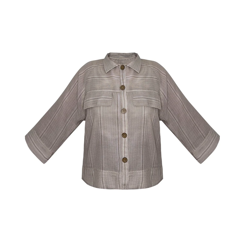 شومیز آستین سه ربع یقه برگردان زنانه مدل راه