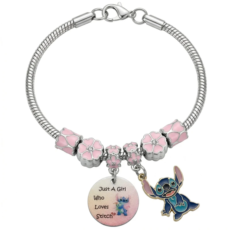 دستبند زنجیری زنانه مدل پاندورا بلو استیچ کد plnkflower