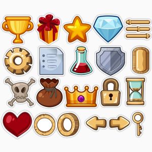 استیکر لپ تاپ و موبایل بووم طرح آیکون بازی کامپیوتری کد MA27 مجموعه 21 عددی