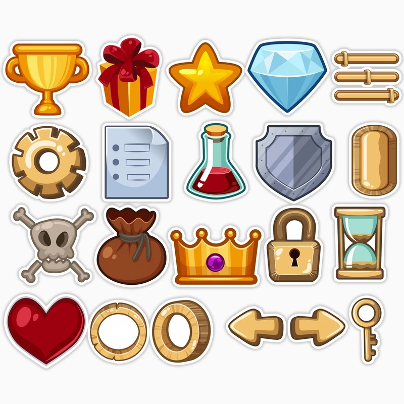 استیکر لپ تاپ و موبایل بووم طرح آیکون بازی کامپیوتری کد MA27 مجموعه 21 عددی