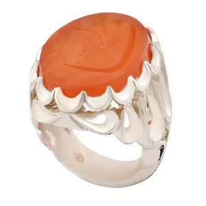 انگشتر نقره مردانه بازرگانی میلادی مدل رکاب دست ساز استاد تاج خطاطی فاطمه کد AM_2763