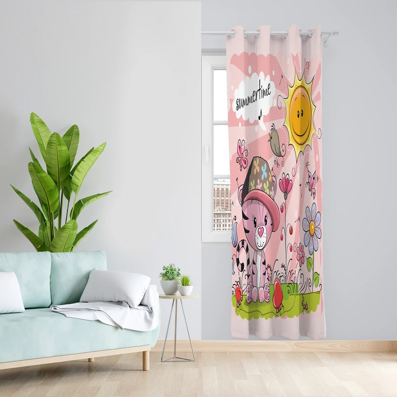 پرده طرح کودک مدل مخمل پانچی کد L 317 Z سایز 140x200 سانتی متر