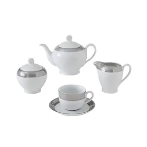 سرویس چای خوری 17 پارچه چینی زرین ایران سری ایتالیا اف مدل پالادیوم درجه یک