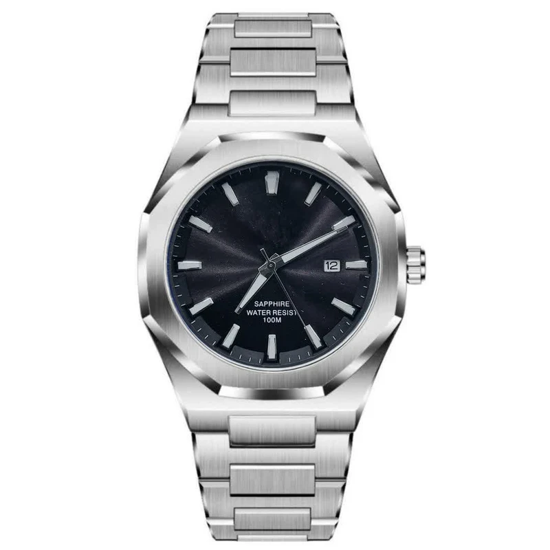 ساعت مچی عقربه‌ای کوارتز مردانه مدل لوکس صفحه ساده قفل پروانه ای کد 003