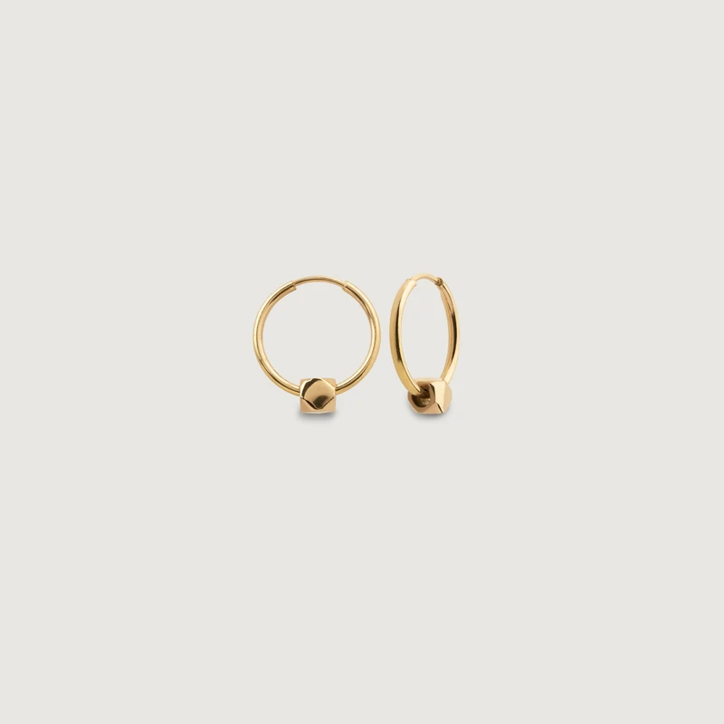 گوشواره حلقه‌ای طلا 18 عیار زنانه سنجاق مدل چند ضلعی حلقه‌ای