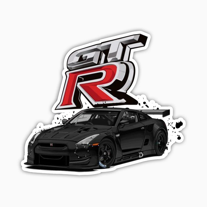 استیکر لپ تاپ بووم طرح ماشین مدل Nissan GTR Super Black کد KT77