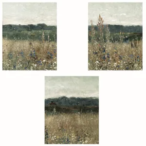 پوستر مدل مستر وینتیج چمنزار گلهای وحشی مجموعه 3 عددی