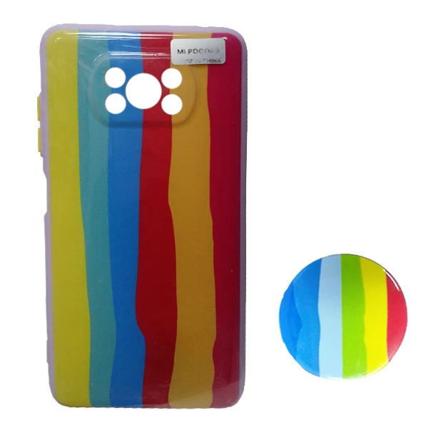 کاور مدل رنگین کمانی کد 231 مناسب برای گوشی موبایل شیائومی POCO X3  به همراه پاپ سوکت