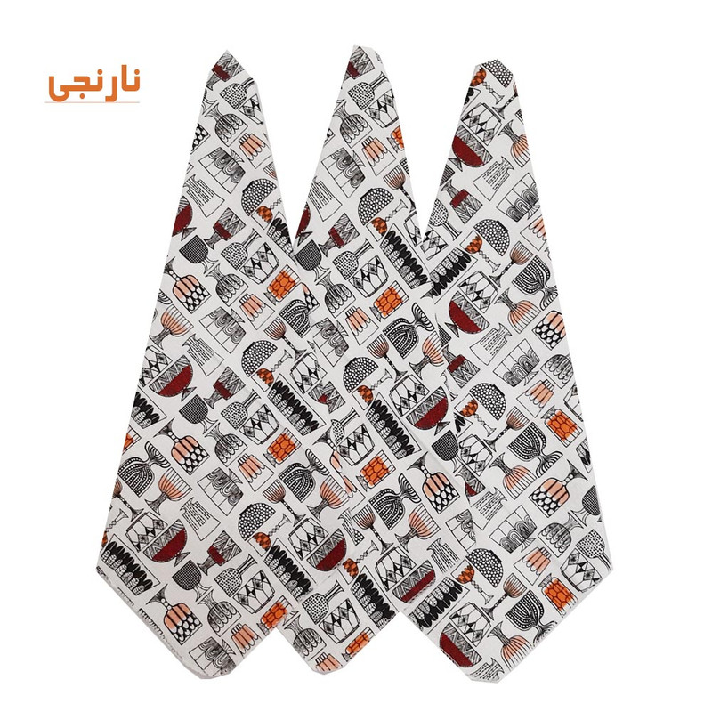 دستمال آشپزخانه مدل ظروف بسته سه عددی دستمال آشپزخانه مدل ظروف بسته سه عددی