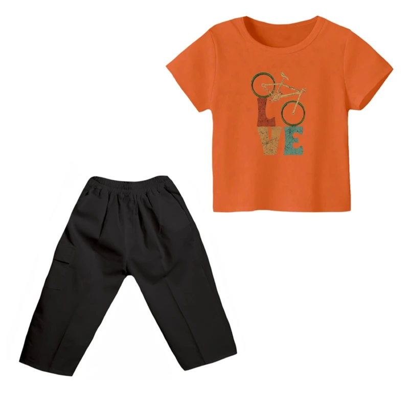 ست تی شرت و شلوارک پسرانه مدل دوچرخه کد ۴