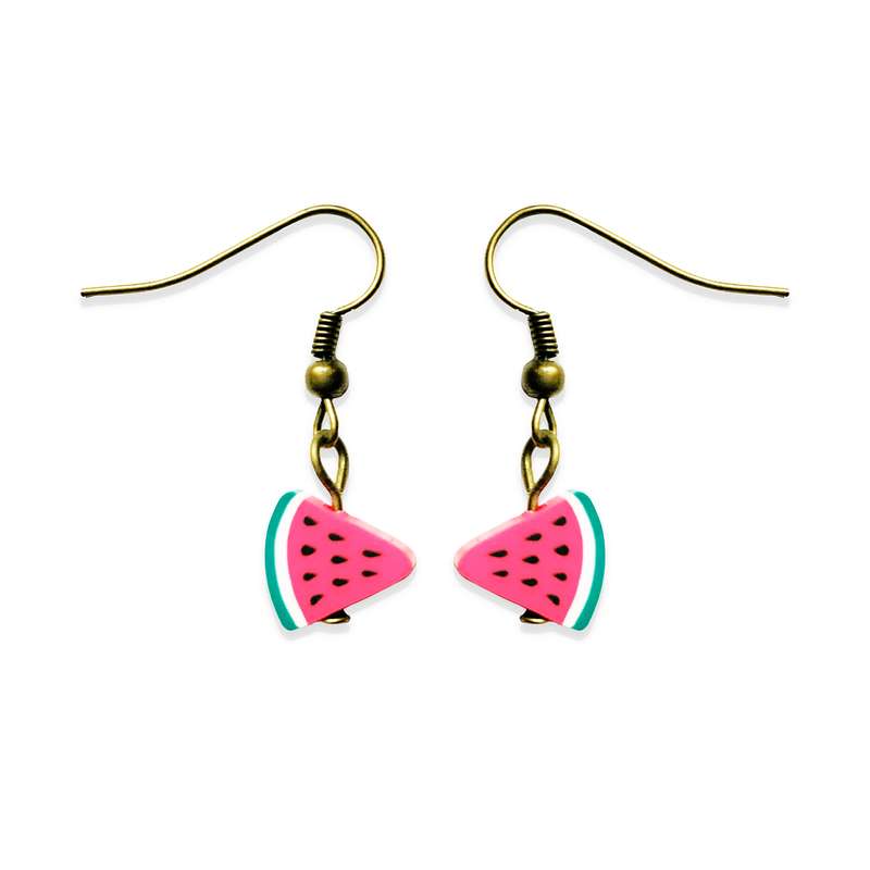 گوشواره دخترانه طرح هندوانه کد 001 گوشواره دخترانه طرح هندوانه کد 001