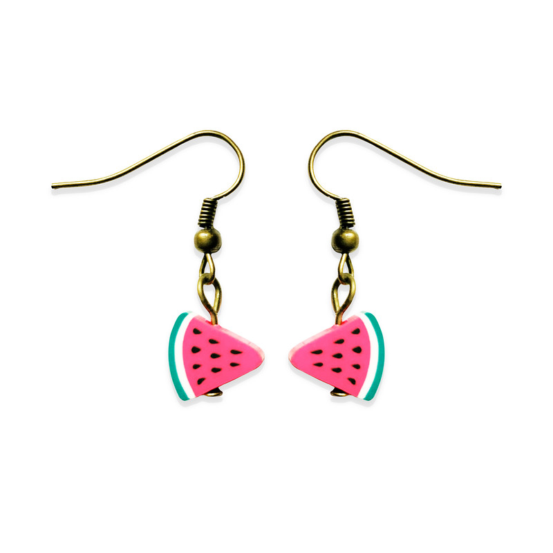 گوشواره دخترانه طرح هندوانه کد 001 گوشواره دخترانه طرح هندوانه کد 001