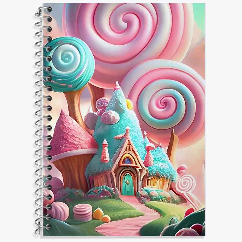 دفتر زبان 50 برگ خندالو مدل سه خط طرح شهر آبنباتی کد F5937